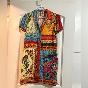 Anthropologie Farm Rio scarf print shirt‎ dress size xxs